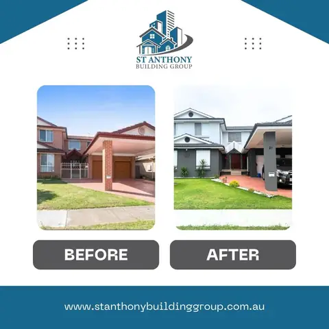 Before and after photos of the front of the home – renovation at 21 Aylesbury Crescent, Chipping Norton